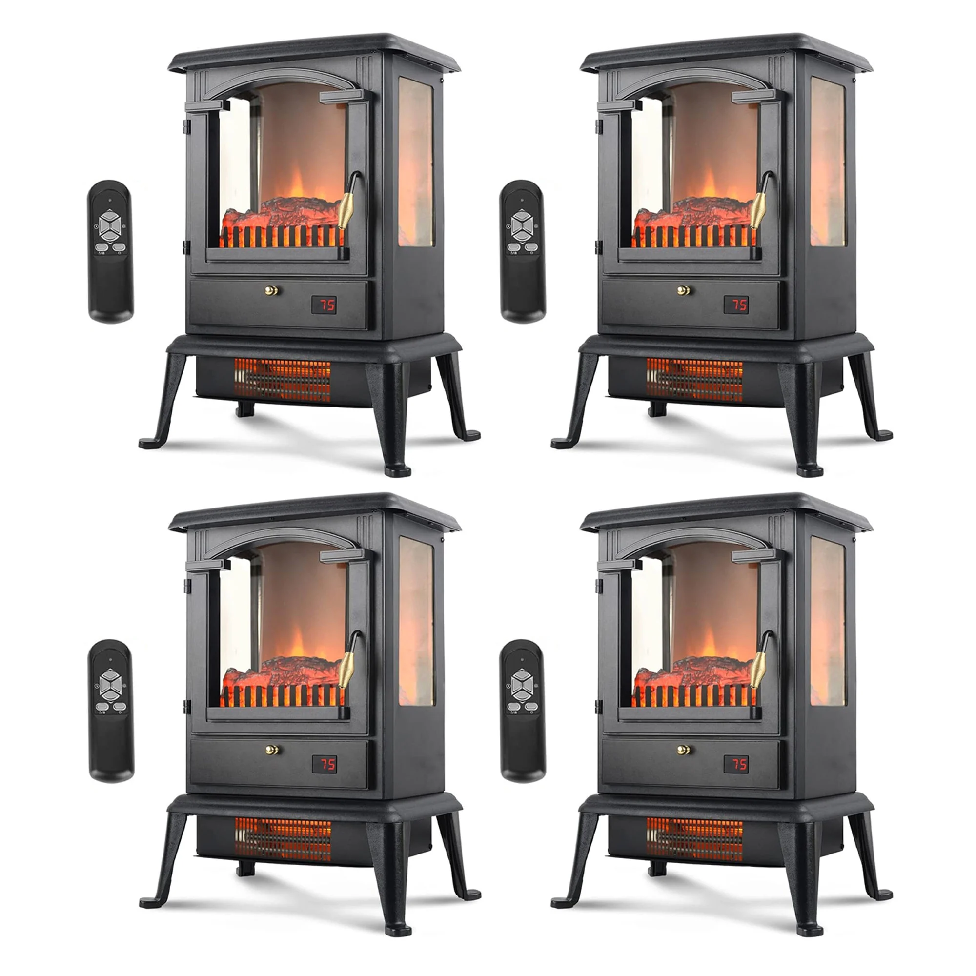 VOLTORB Freestanding Electric Fireplace Heater Stove with Remote (4 Pack)