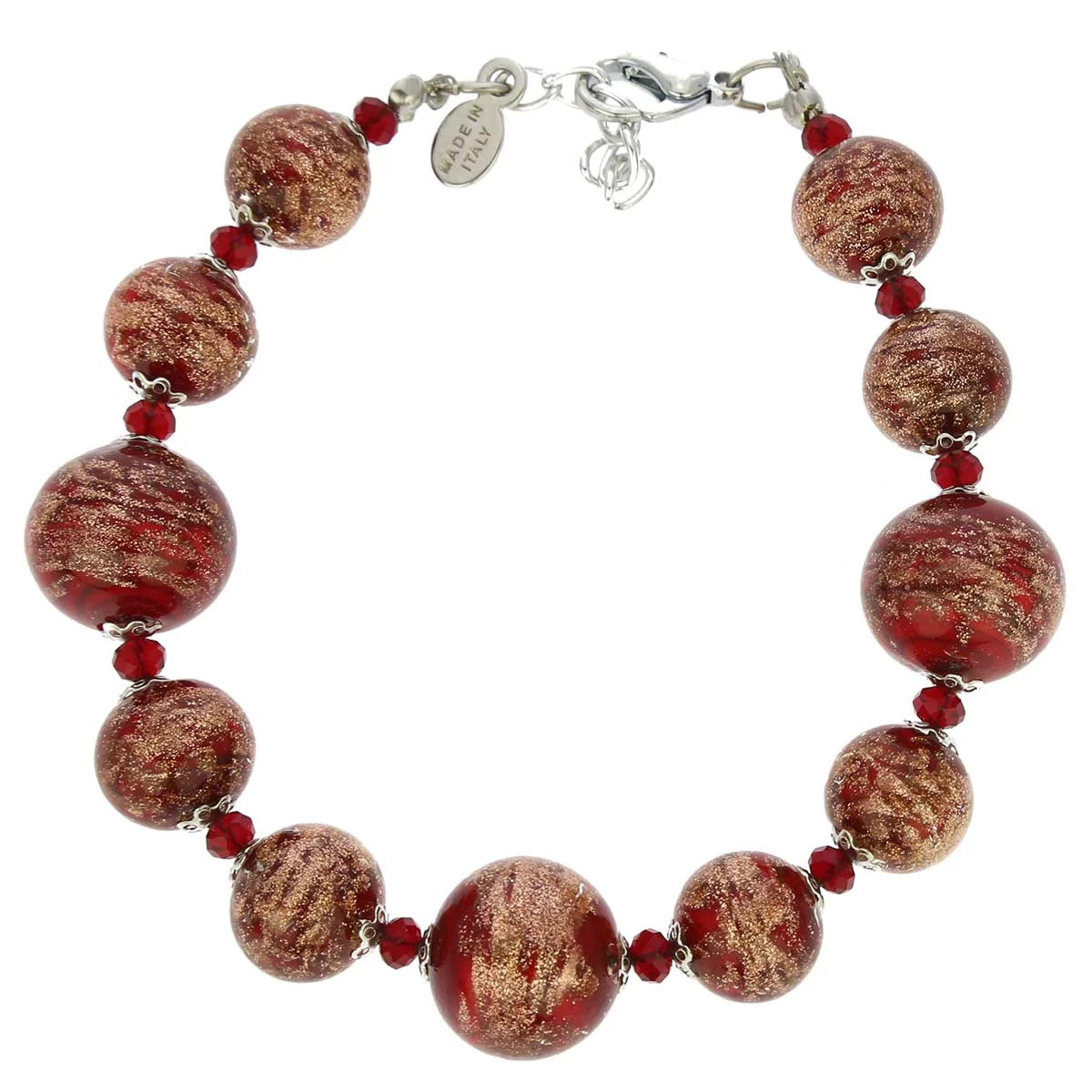 GlassOfVenice Murano Glass Starlight Balls Bracelet - Red