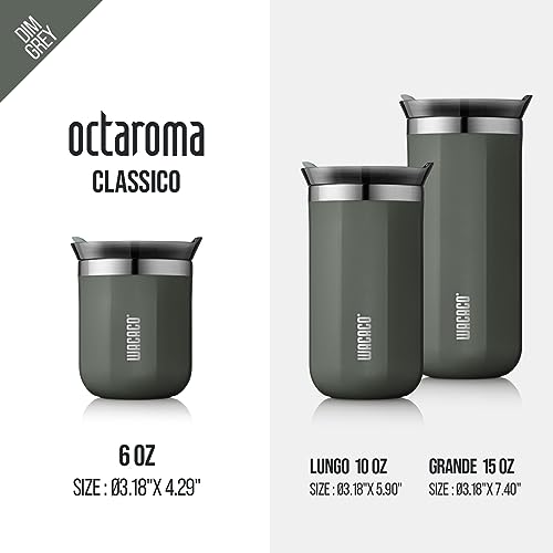 WACACO Octaroma Classico Vacuum Insulated Coffee Mug, Double-wall Stainless Steel Travel Tumbler With Drinking Lid, 6 fl oz (180ml), Carmine Red