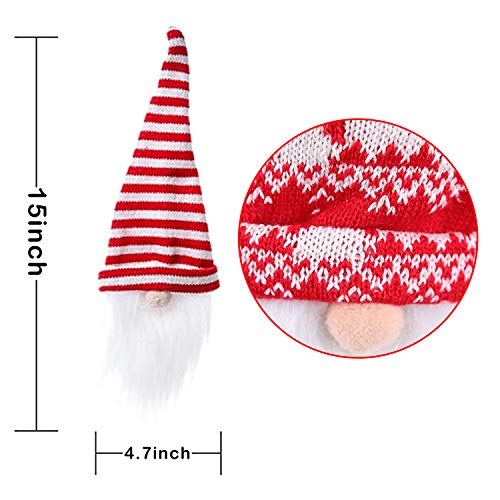 Christmas Gnome Wine Bottle Covers, 4 Pack Swedish Tomte Decorative Wine Bottle Toppers Santa Scandinavian Plush Champagne Cover for Home Holiday Christmas Dining Table Decorations Party Gift