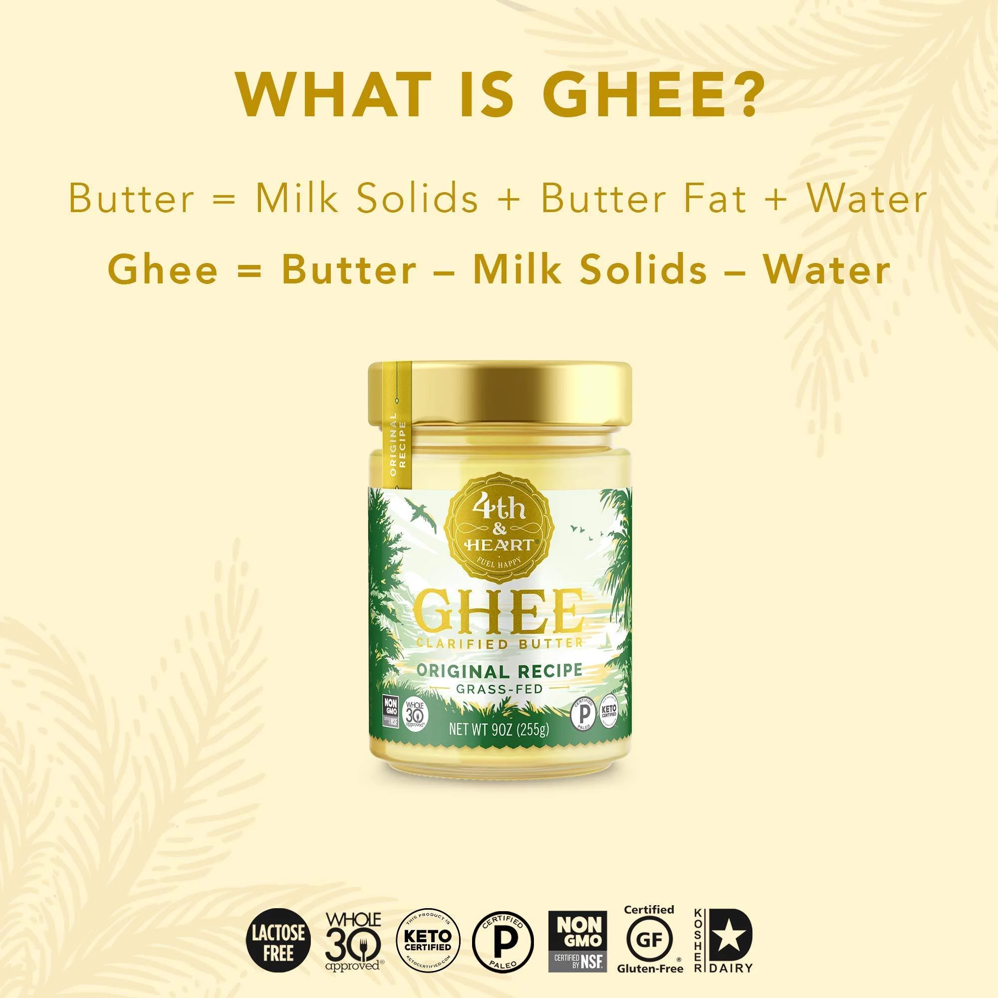 4th & Heart Original Grass-Fed Ghee, Keto, Pasture Raised, Non-GMO, Lactose Free, Certified Paleo -16 Ounce