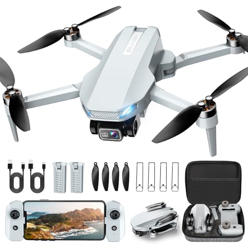 Drone with Camera, 2K HD FPV Drone with Brushless Motor, Altitude Hold, Gesture Selfie, 3D Flips, Waypoint Fly, One Key Take Off/Landing, Foldable Mini Drones for Adults and Beginners