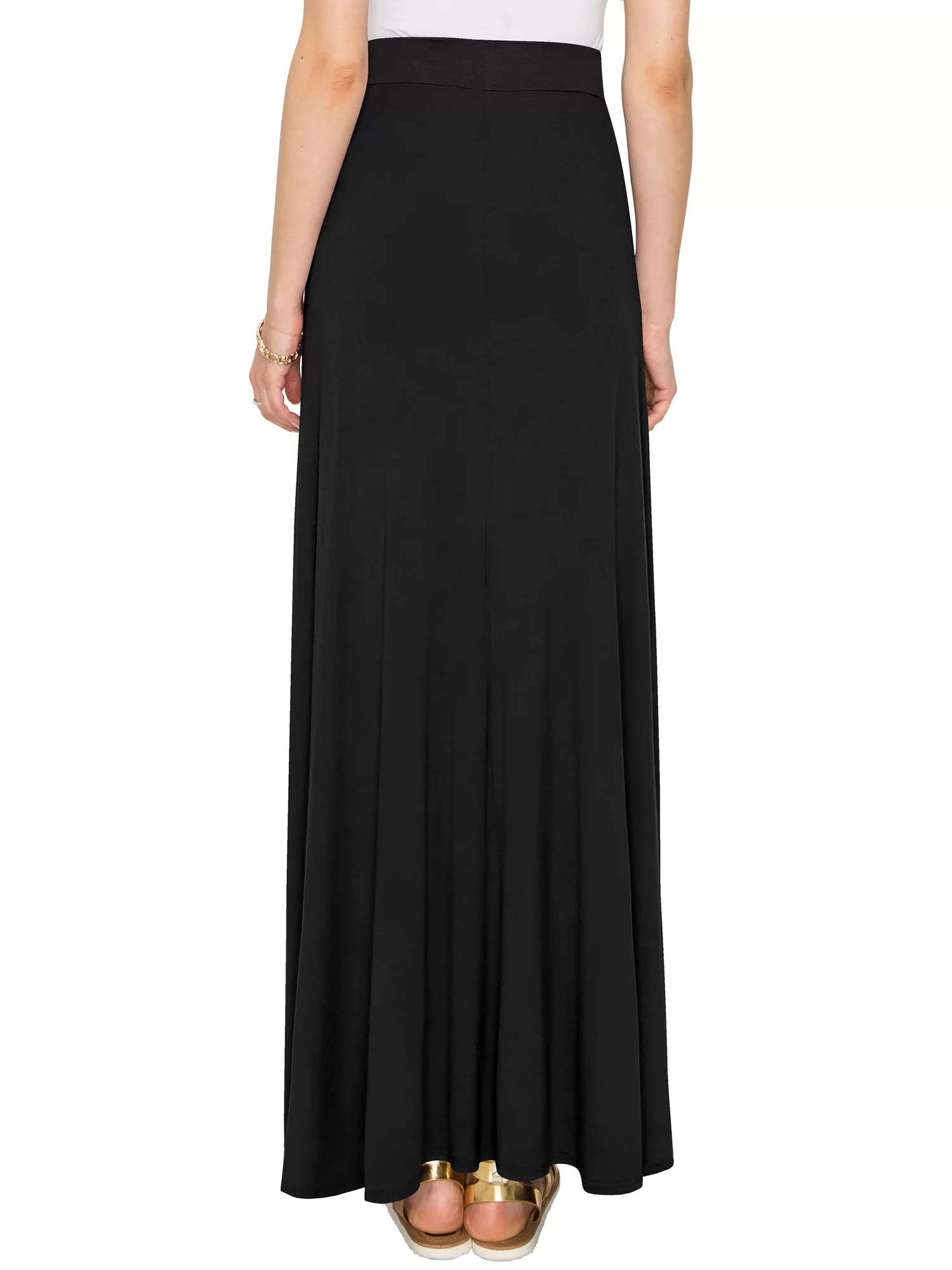 Made by Johnny Women's Solid Maxi Skirt with Elastic Waist Band XS BLACK