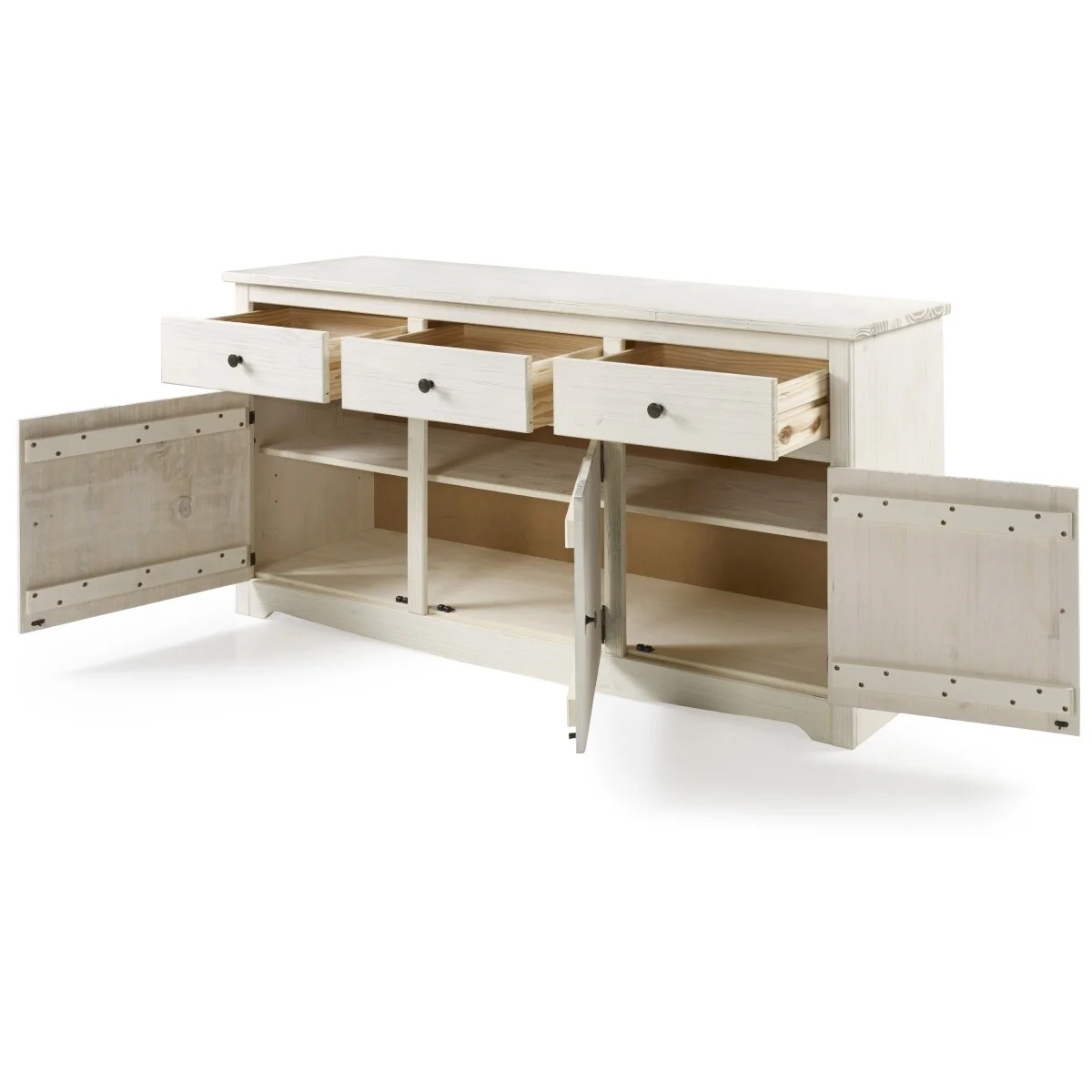 Bridge Brazil Wood Buffet Sideboard White Distressed | Furniture Dash - N/A
