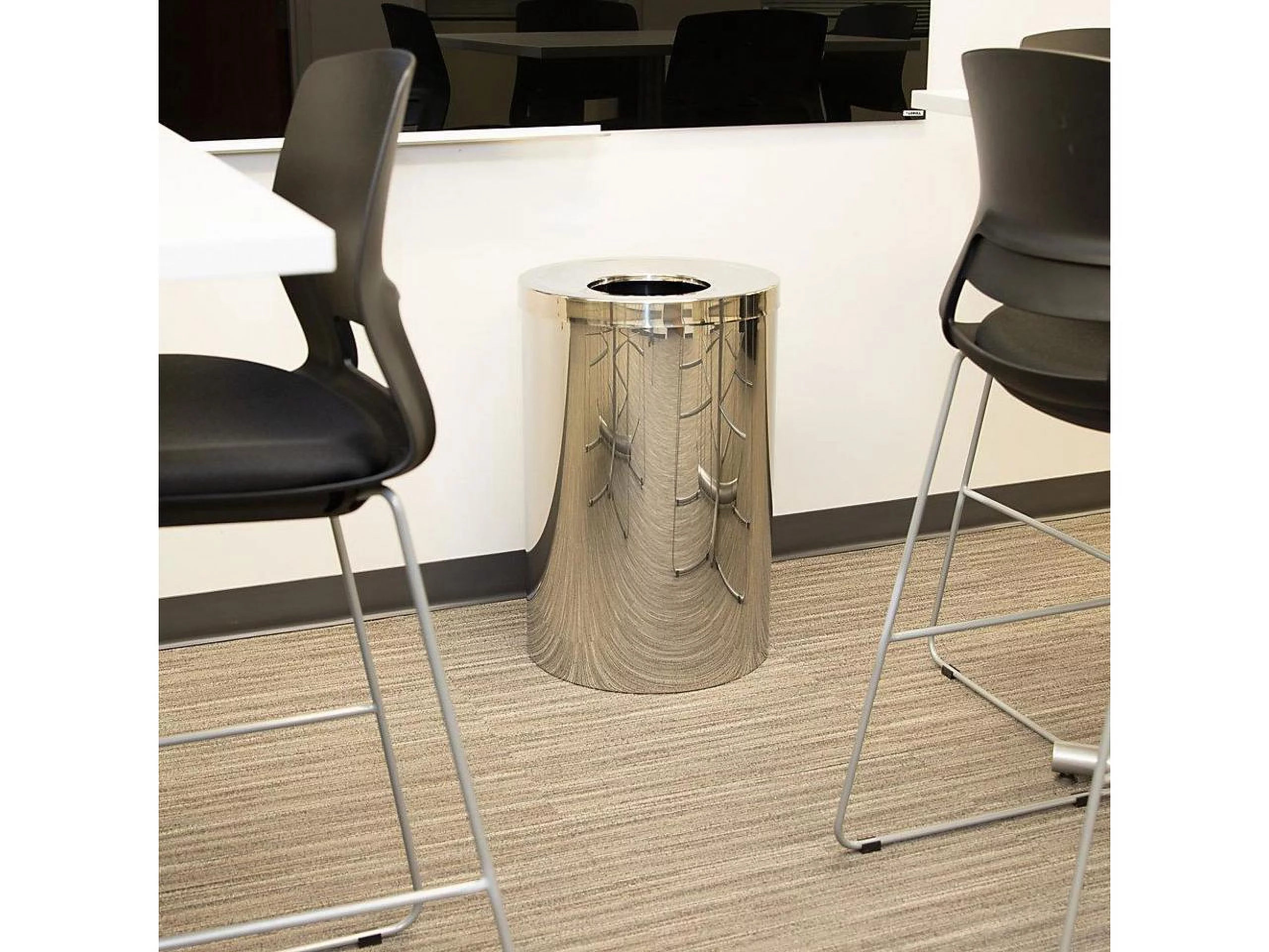 Genuine Joe Wast Receptacle Open-Mouth 30 Gal. Stainless Steel 58895