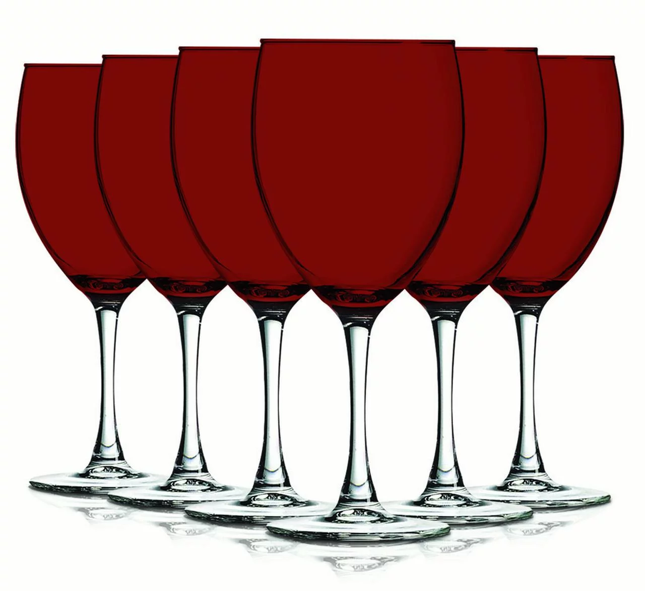 TableTop King 10 oz Wine Glasses, Stemmed Style, Nuance Top Accent, Red, Set of 6