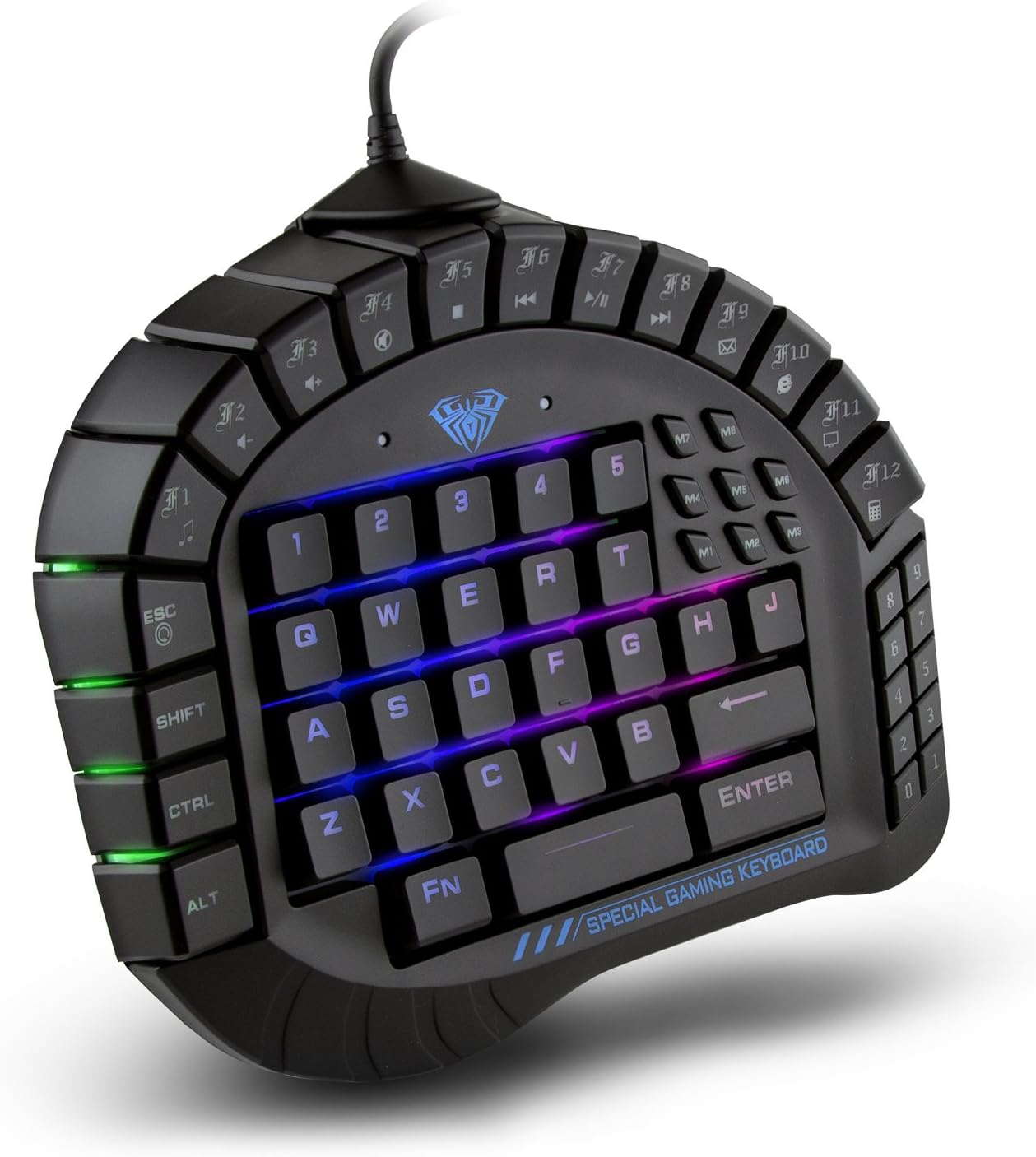 Beastron Aula Excalibur One Handed Mechanical Gaming Keyboard, Blue Switches, Software Customizable RGB Backlit Effects, 8 Programmable Macro Keys, and Removable Wrist Rest