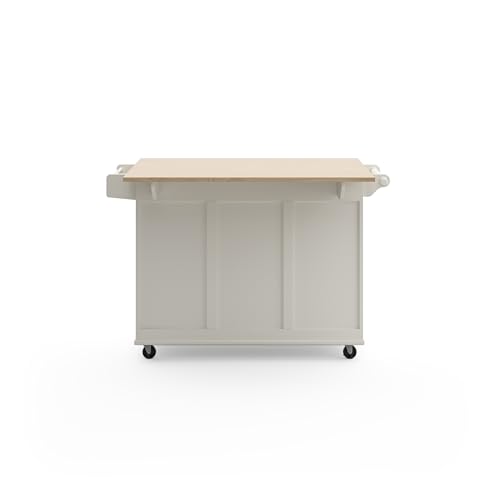 Homestyles Dolly Madison Off-White Mobile Kitchen Island Cart with Wood Drop Leaf Breakfast Bar