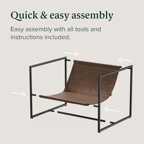 ZINUS Aidan Sling Accent Chair, Metal Framed Armchair with Shredded Foam Cushioning, Black