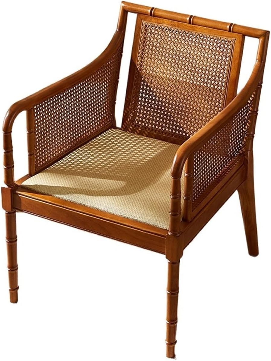 Wicker Chairs Vintage Rattan Chair, Rattan Leisure Chair, Rattan Dining Chair, Ideal for Balcony, Living Room, and Master Bedroom Rattan Chair