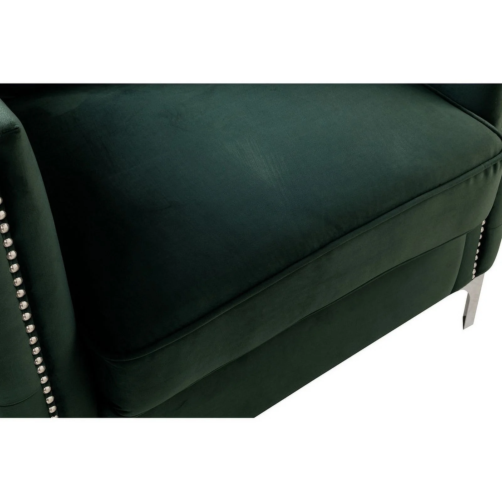 Velvet Accent Chair with 1 Pillow Green