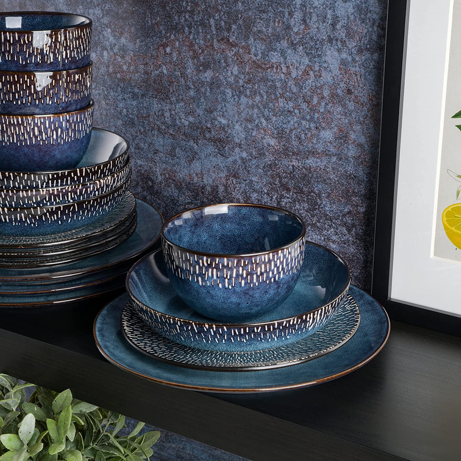 Gibson Elite Matisse 16-Piece Dinnerware Set - Cobalt