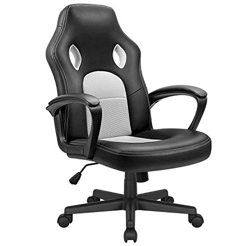 Office Gaming Chair High Back Leather Computer Chairs Ergonomic Height Adjustable Racing Game Desk Chair Executive Conference Task Chair (Blue)