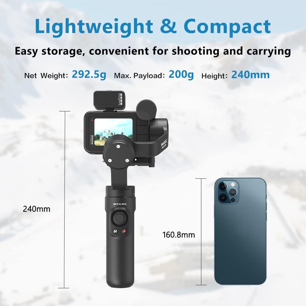 INKEE Falcon Plus Gimbal Stabilizer for Action Cameras 3-Axis Professional Camera Handheld Gimbal for GoPro Hero10, 9, 8, 7, 6, 5, OSMO Action, Insta360