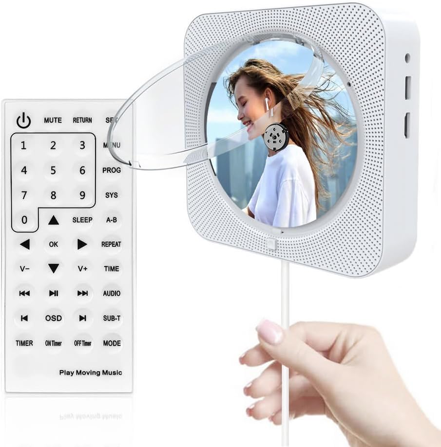 Multifunction DVD Player for Home CD Player with Bluetooth 5.1 Dual Speakers, DVD Player for TV with Remote Control, RCA, HDMI Cable, HD 1080p, Full Region, Break Point Memory