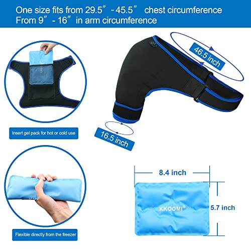 Shoulder Brace Gel Ice Pack Shoulder Pain Relief for Torn Rotator Cuff, Shoulder Sling Ice Bag for Injuries Reusable,Support and Compression Sleeve Wrap for Women&Men Shoulder Brace
