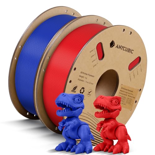 ANYCUBIC High Speed 3D Printer Filament 1.75mm Bundle, Rapid PLA Filament with High Prints Quality, Dimensional Accuracy +/- 0.02mm, Print with Most FDM 3D Printers, 1KG Spool, 2KG Blue + Bright Red