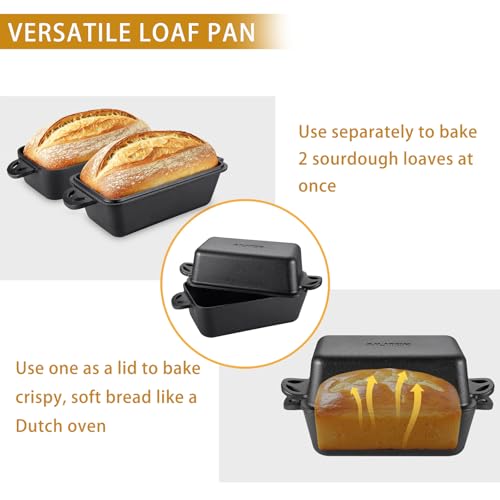 Cast Iron Loaf Pan with Lid 9x5 Inch - Bread Baking Pans for Homemade Bread, 2 Piece Set