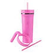 ThermoFlask 32oz Insulated Standard Straw Tumbler with Handles, 2-pack (Pink & Yellow)