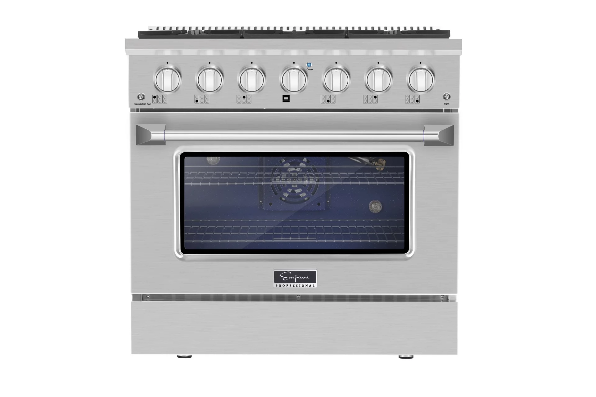 Empava 36 in. 5.2 cu. ft. Pro-Style Slide-In Single Oven Gas Range with 6 Sealed Ultra High-Low Burners - Heavy Duty Continuous Grates in Stainless Steel