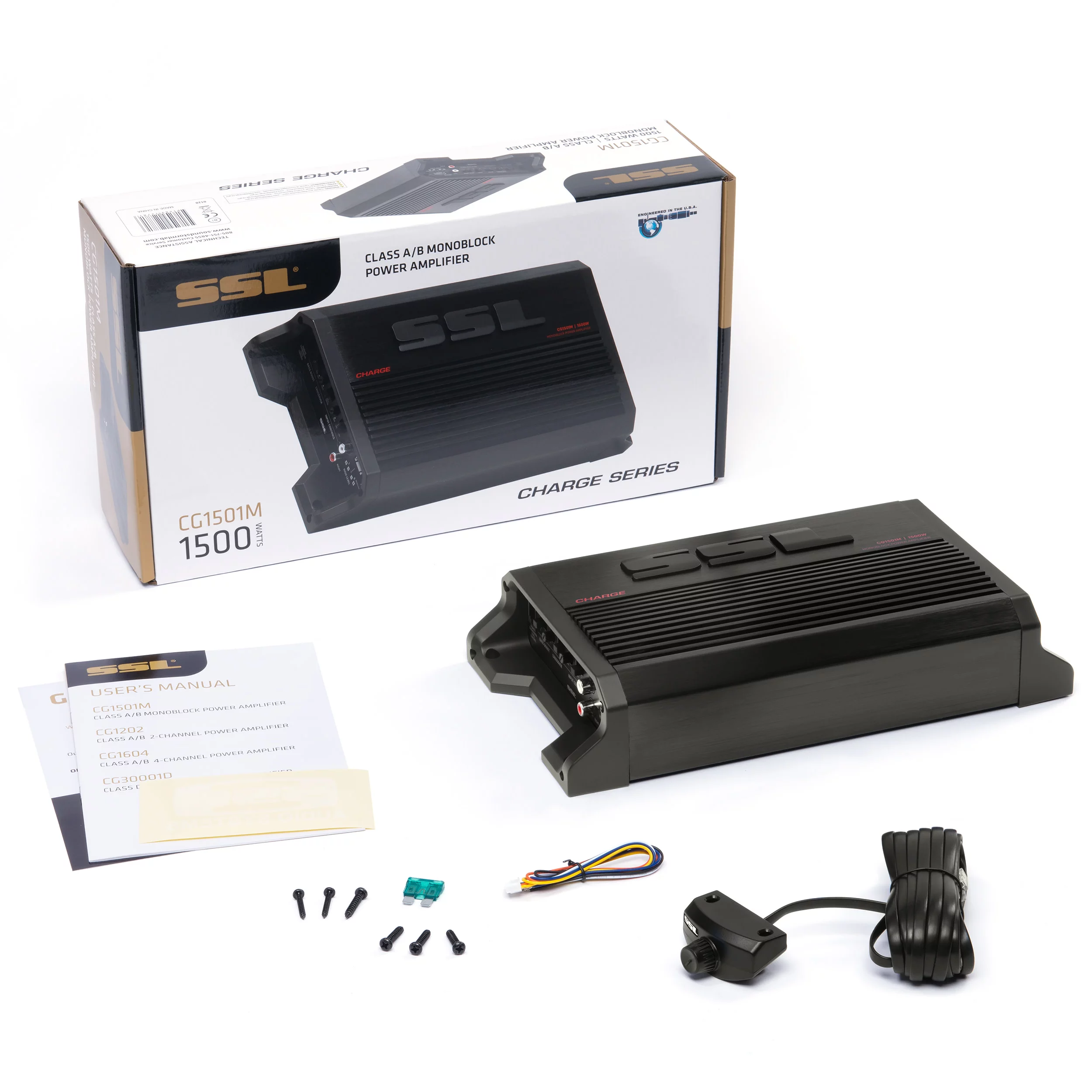 Sound Storm Laboratories CG1501M Charge Series Car Audio Amplifier 1500 High Output, 2/8 Ohm, High/Low Level Inputs, Low Pass Crossover, Hook up to Stereo and Subwoofer, Mosfet,11.72” x 6.5” x 2.5”