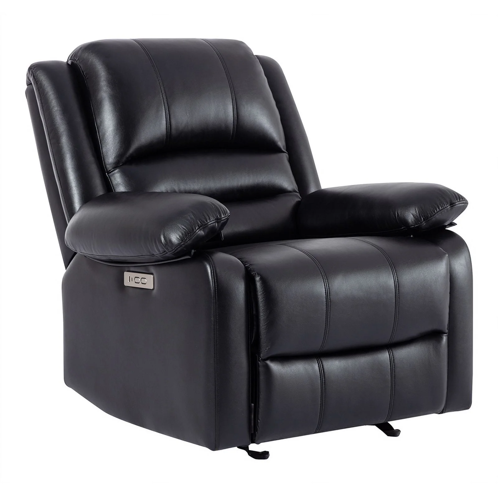 Maddie Home Faux Leather Power Recliner Glider with Plush Arms in Black