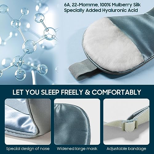 Sleep Mask 100% Mulberry Silk for Light Blocking, ZOESMIEN Eye Mask for Women Men Side Sleeper, Puffiness Dry Eyes Headache, Adjustable Strap, Christmas Gift Package, Vitality Orange