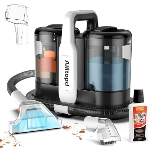 Portable Carpet & Upholstery Spot Cleaner, 15Kpa Powerful Suction & Spot Remover, Deep Stain Cleaning for Carpet, Car Seats, Pets, Stairs, Couches, with Dual Size BrushHead