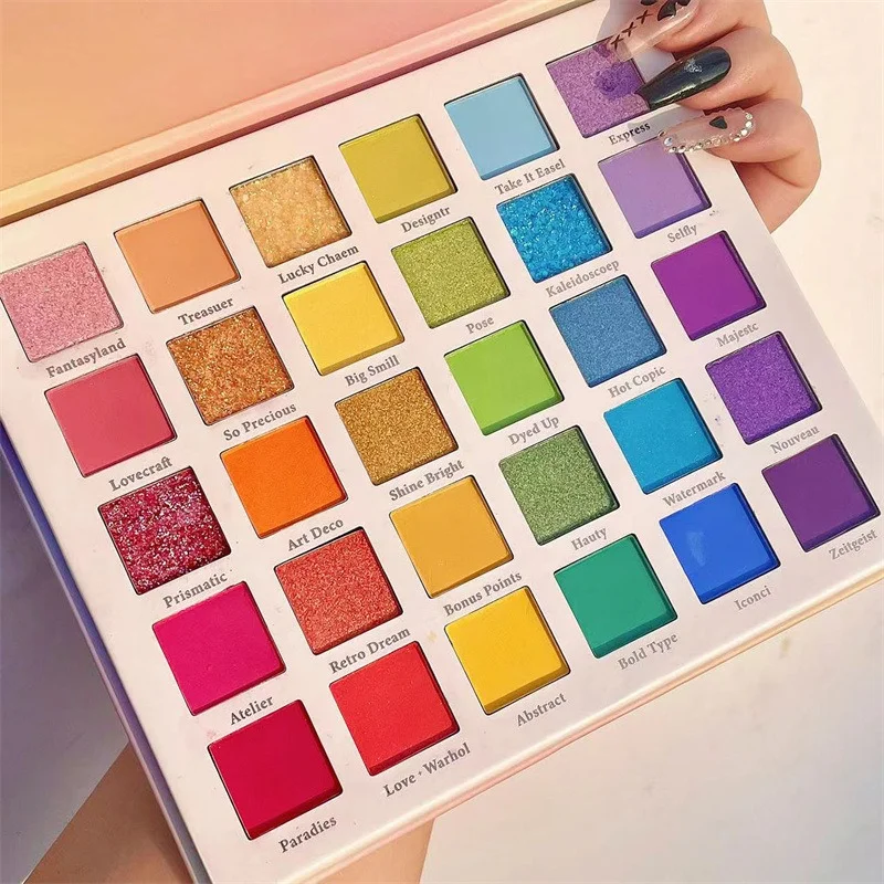 Eyeshadow Palette 30 Pigmented Matte Shimmer Eye Shadow Makeup Palette Glitter Long Lasting(Rainbow + 5 brushes)