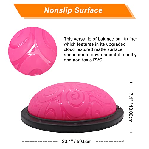 Ativafit Balance Ball Half Exercise Ball Balance Trainer Inflatable Yoga Ball for Home Gym Workouts Core Strength Fitness Half Ball with Resistance Bands, Pump, Support to 660 lbs