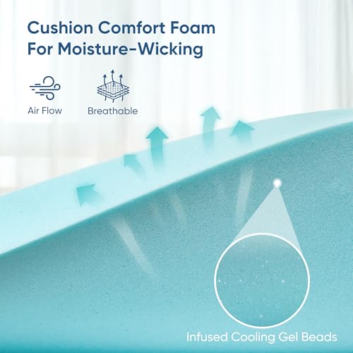Memory Foam Mattress Topper Queen Size, 3 Inch Gel Infused Cooling Mattress Pad with Breathable Bamboo Cover, Pressure Relief & Machine Washable Bed Topper 60