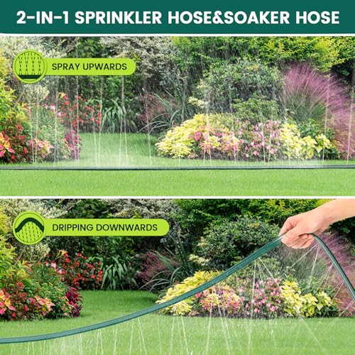 Passionbility Soaker Sprinklers Hose 50ft 2 pack, Garden Drip Soaker Watering Premium Flexible Irrigation Hose, High-Efficiency Water-Saving with Stakes