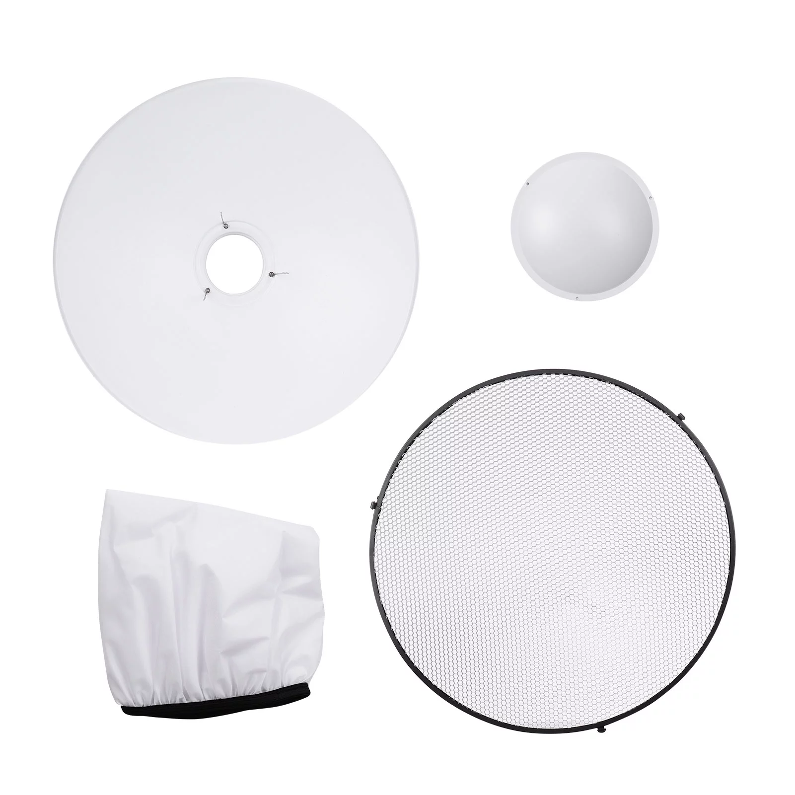 22 Inch Beauty Dish Studio Photography Reflector Diffuser with Honeycomb Soft Cloth for Bowens Mount Speedlite Strobe Light(White Internal Surface)
