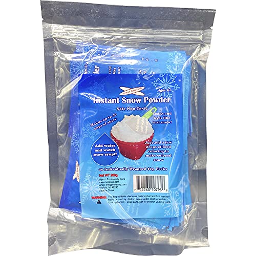 Instant Snow Just Add Water! Holiday Experiment, Reusable Snow (20 Packs-Make 80 Cups)