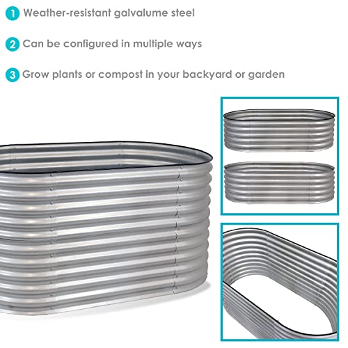 Sunnydaze 62.5-Inch Oval Raised Garden Bed - Stackable Steel Vegetable Flower Bed Planter Kit with Rubber Edge Trim - Brown