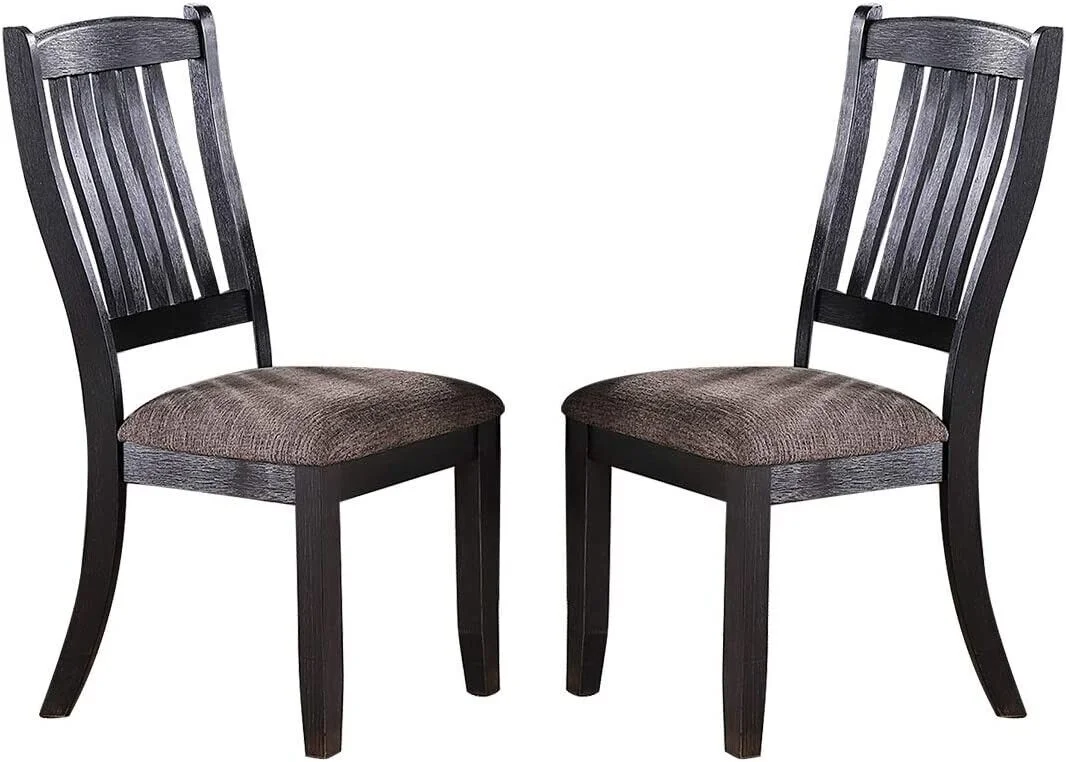 Modern Set of 6 Dining Chairs Fabric Upholstered Seat Unique Back Side Chairs Kitchen Dining Room Furniture Dark Coffee
