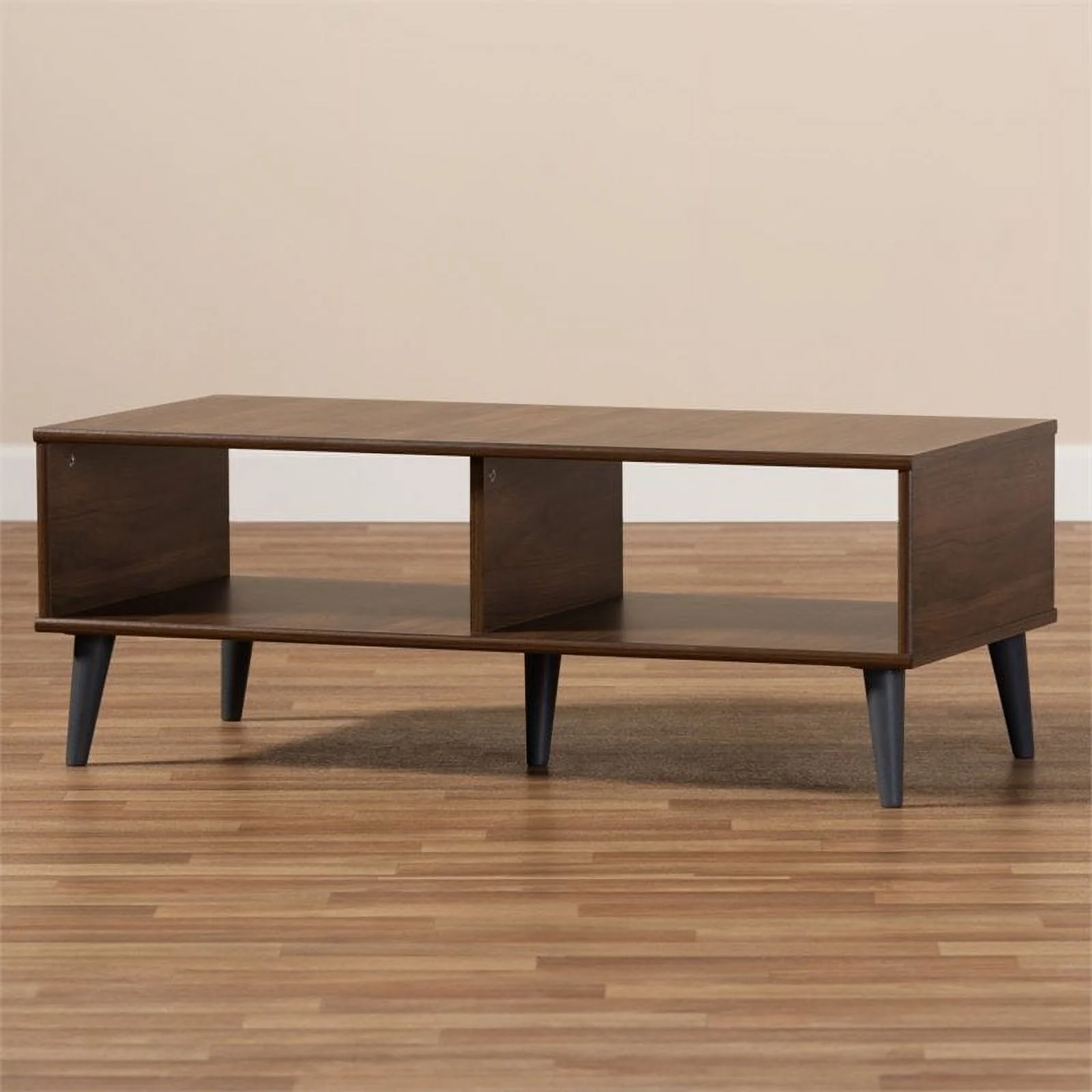 Bowery Hill Wood Coffee Table in Brown and Dark Grey
