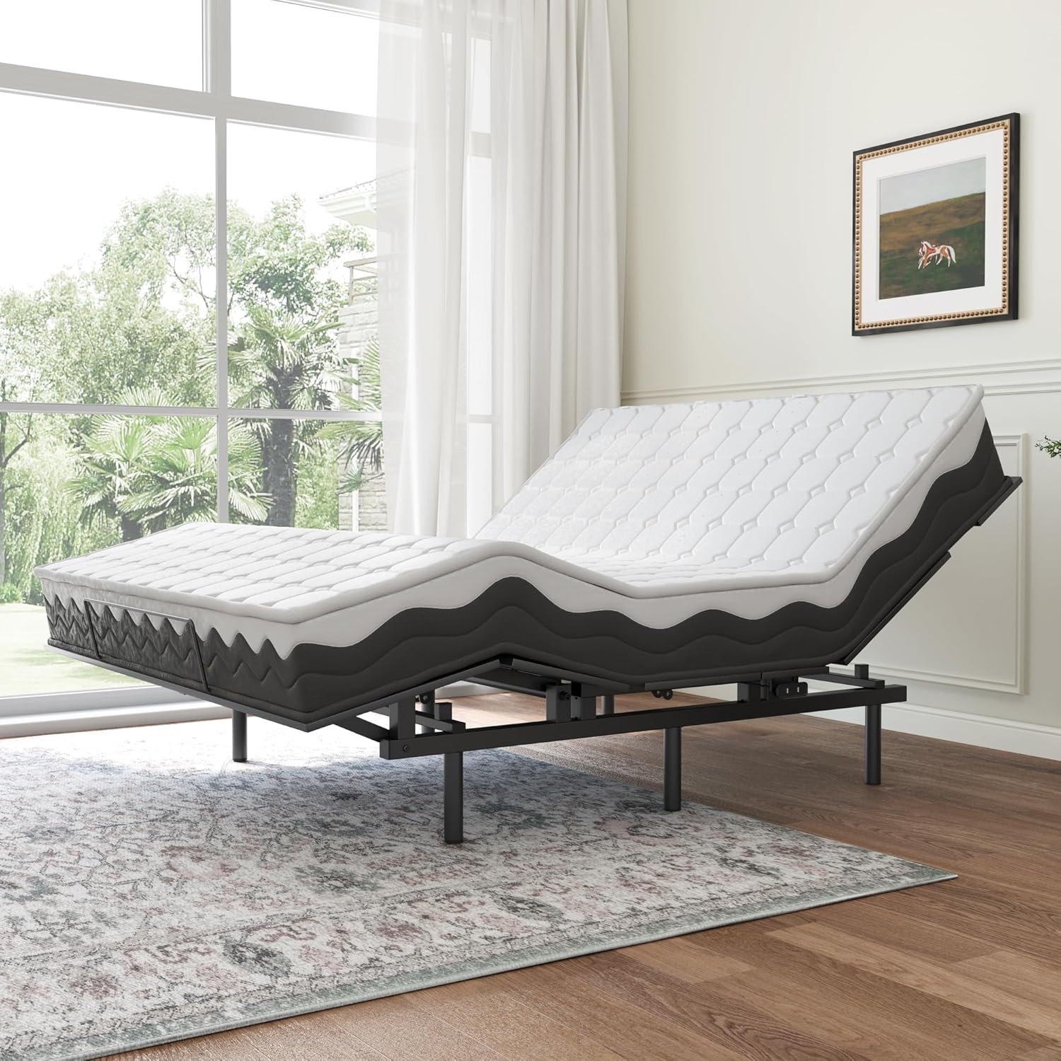 Adjustable Bed Frame -Wireless Remote -Memory Function -Adjustable Bed Base -Head and Foot Lift Incline -Zero Gravity -Quiet Motorfor Lying Down, Reading, Watching TV,Fatigue,Backache[QUEEN]