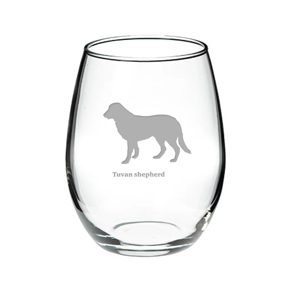 Tuvan Shepherd Deep Etched Stemless Red Wine Glass