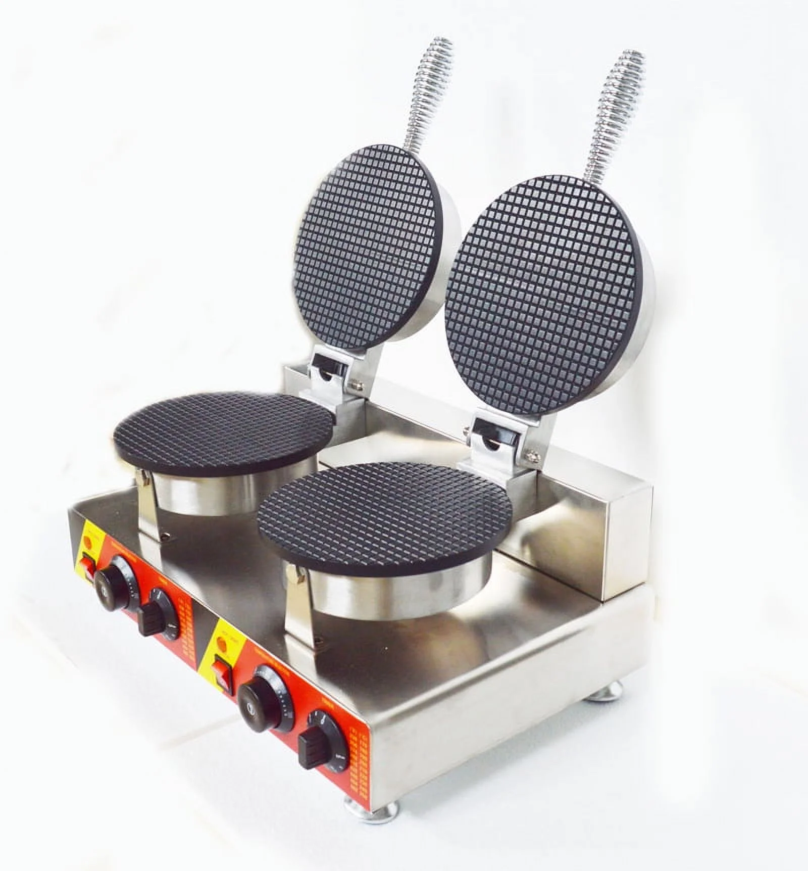 EQCOTWEA Ice Cream Cone Machine Egg Roll Toast Sandwich Maker Double Head 8.23in