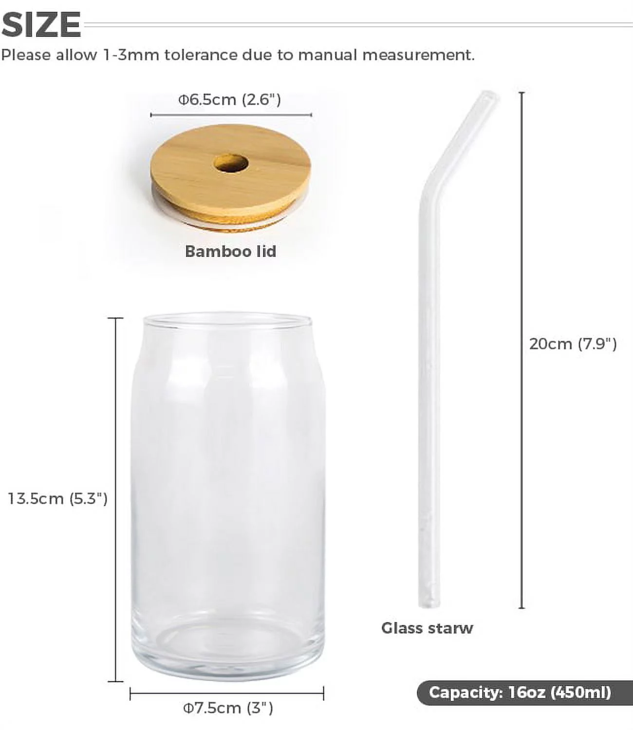 VING 48 Pack 16oz Sublimation Clear Glass Mug Blank Beer Glasses Coke Can Shaped Glass Tumbler Cups Bottles Jars with Bamboo Lid and Glass Straw