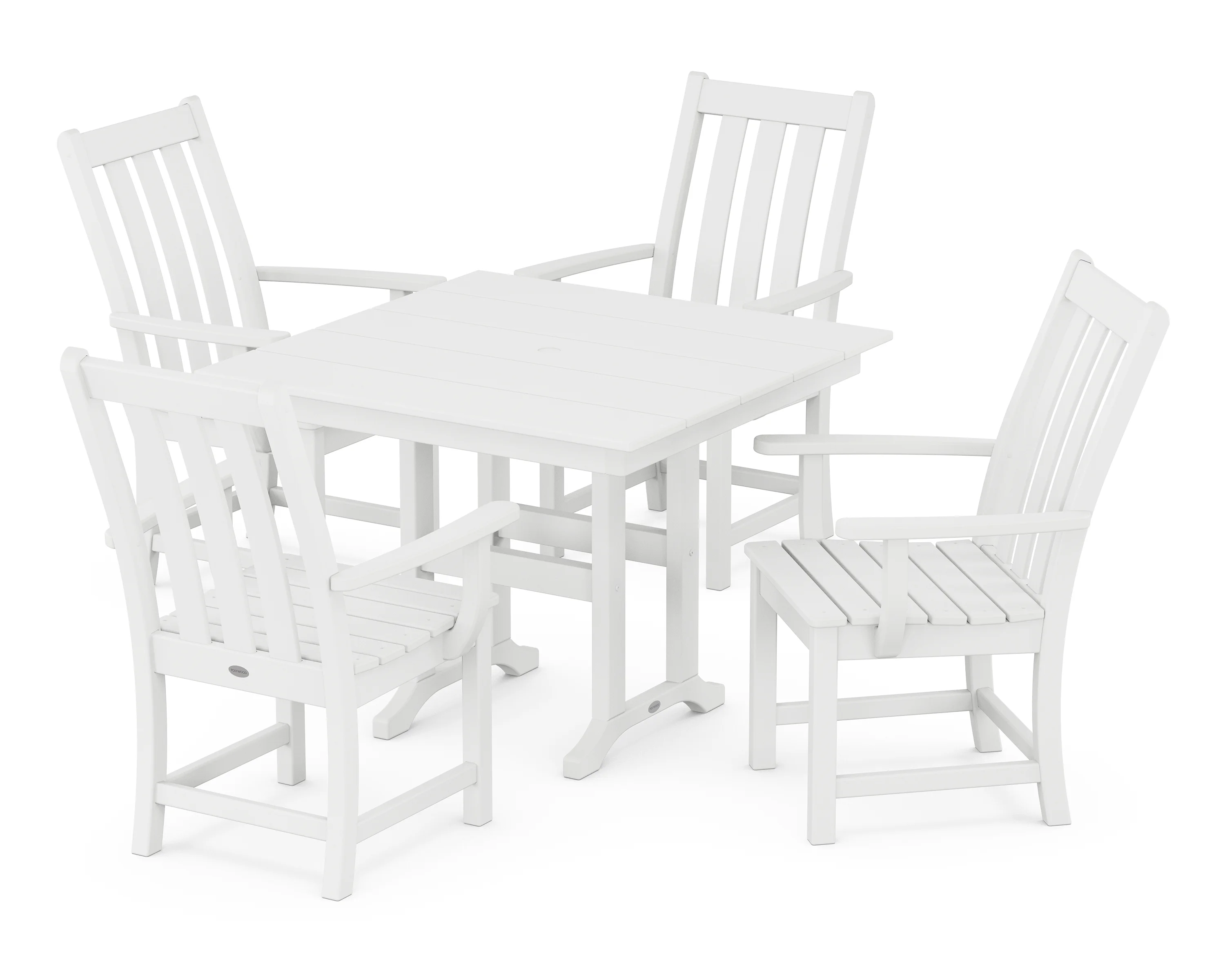 POLYWOOD Vineyard 5-Piece Farmhouse Dining Set in White
