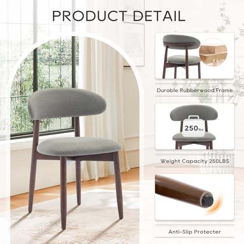 COLAMY Wooden Dining Chairs Set of 4, Modern Fabric Upholstered Dining Room Chair, Farmhouse Kitchen Chairs with Foot Pegs, Green