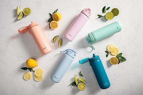 Ello Cooper 32oz Stainless Steel Water Bottle with Straw and Carry Handle, Double Walled and Vacuum Insulated Metal, Leak Proof Locking Lid with Soft Silicone Spout, Reusable, BPA Free, Yucca