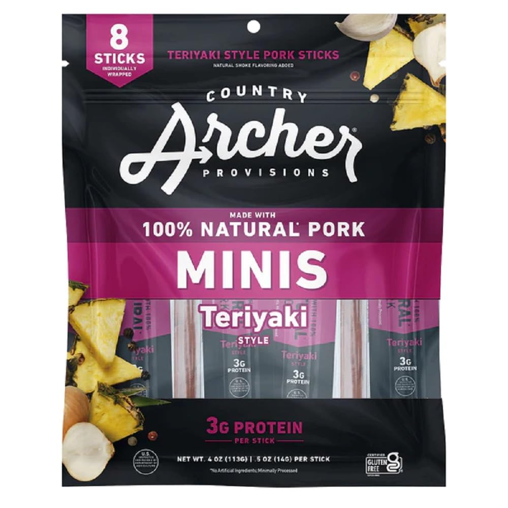 Country Archer Teriyaki Mini Pork Sticks, 4 OZ