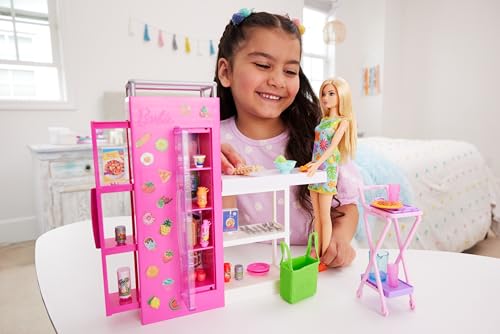 Barbie Doll & 25+ Accessories, Ultimate Pantry Playset with Dollhouse Furniture, Food-Themed Pieces & Sticker Sheet
