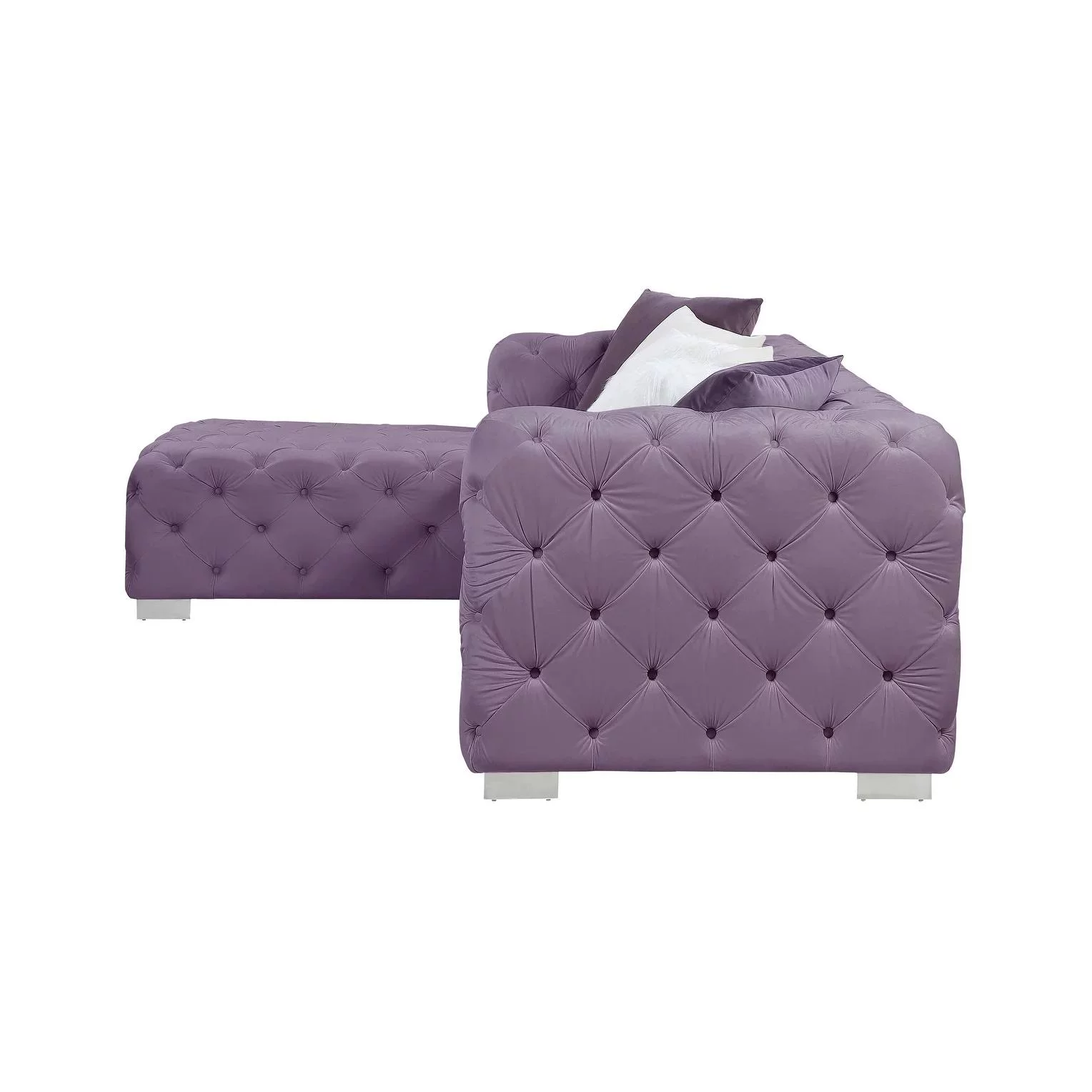 Modern Purple Velvet Sectional Sofa by Acme Qokmis LV00389-2pcs