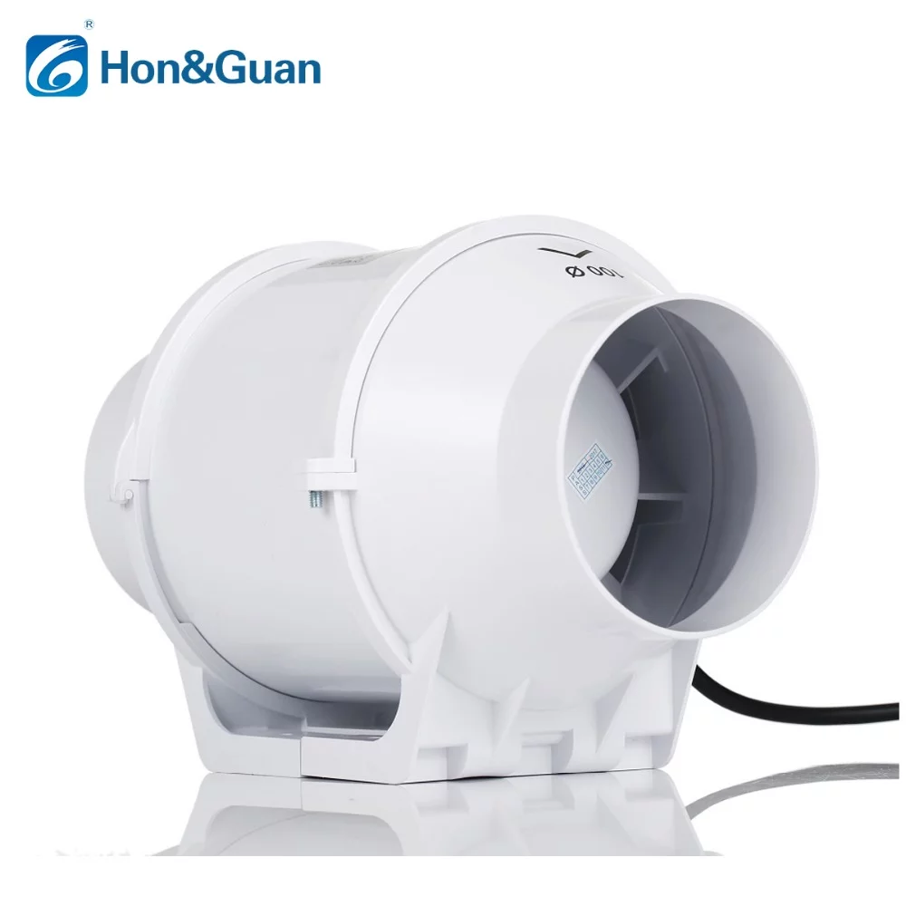 Hon&Guan 4'' Silent Inline Duct Fan Kitchen Hood Ventilation Outlet Exhaust Ventilator Bathroom Air Extractor Booster HF-100S