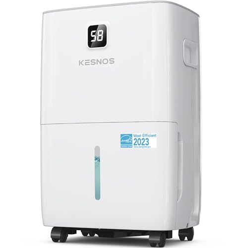 Kesnos 120 Pints Energy Star Dehumidifier for Home & Basement with Drain Hose, Front LED Display and 1.06 Gal Water Tank, Ideal for Spaces up to 6,500 Sq. Ft., Featuring Auto Defrost & Timer Function