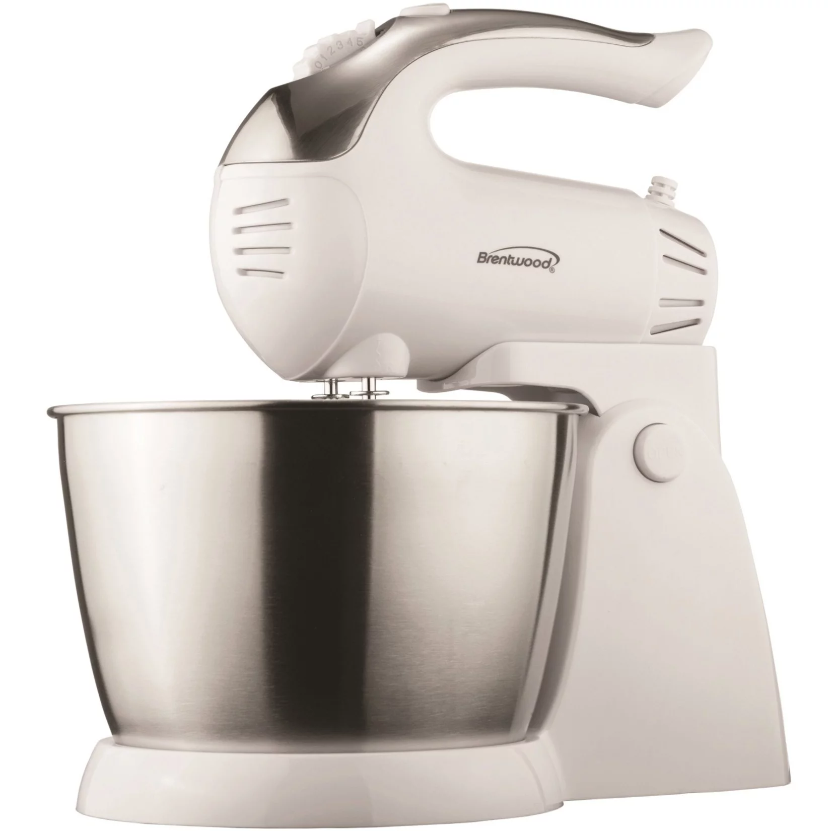 Brentwood 5 Speed Stand Mixer with Stainless Steel Bowl in White (SM-1152)